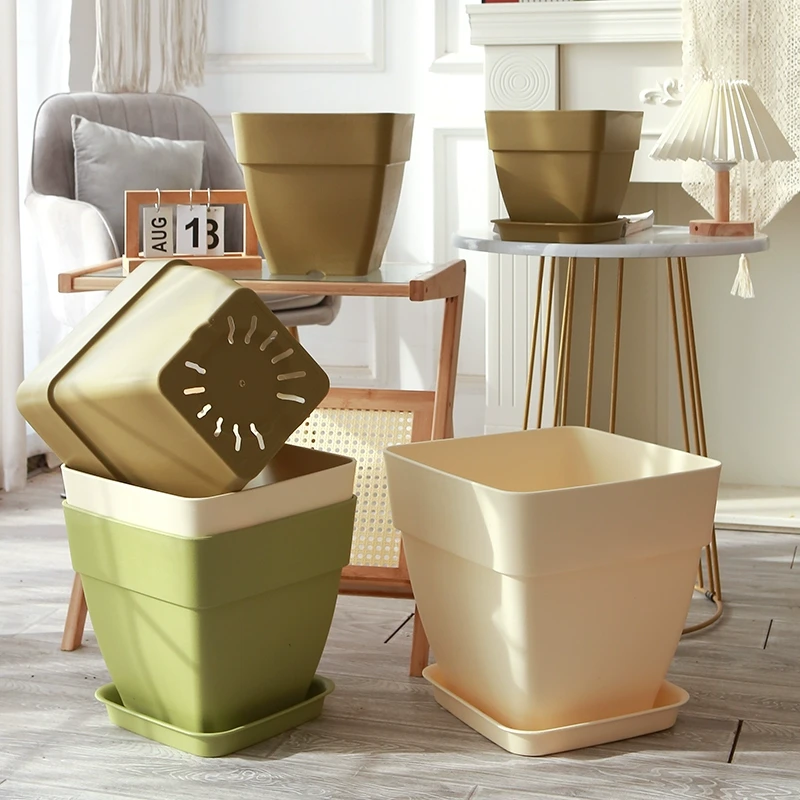 正方形花盆加厚控根盆仿陶瓷花盆塑料植物月季花盆树脂绣球方形盆