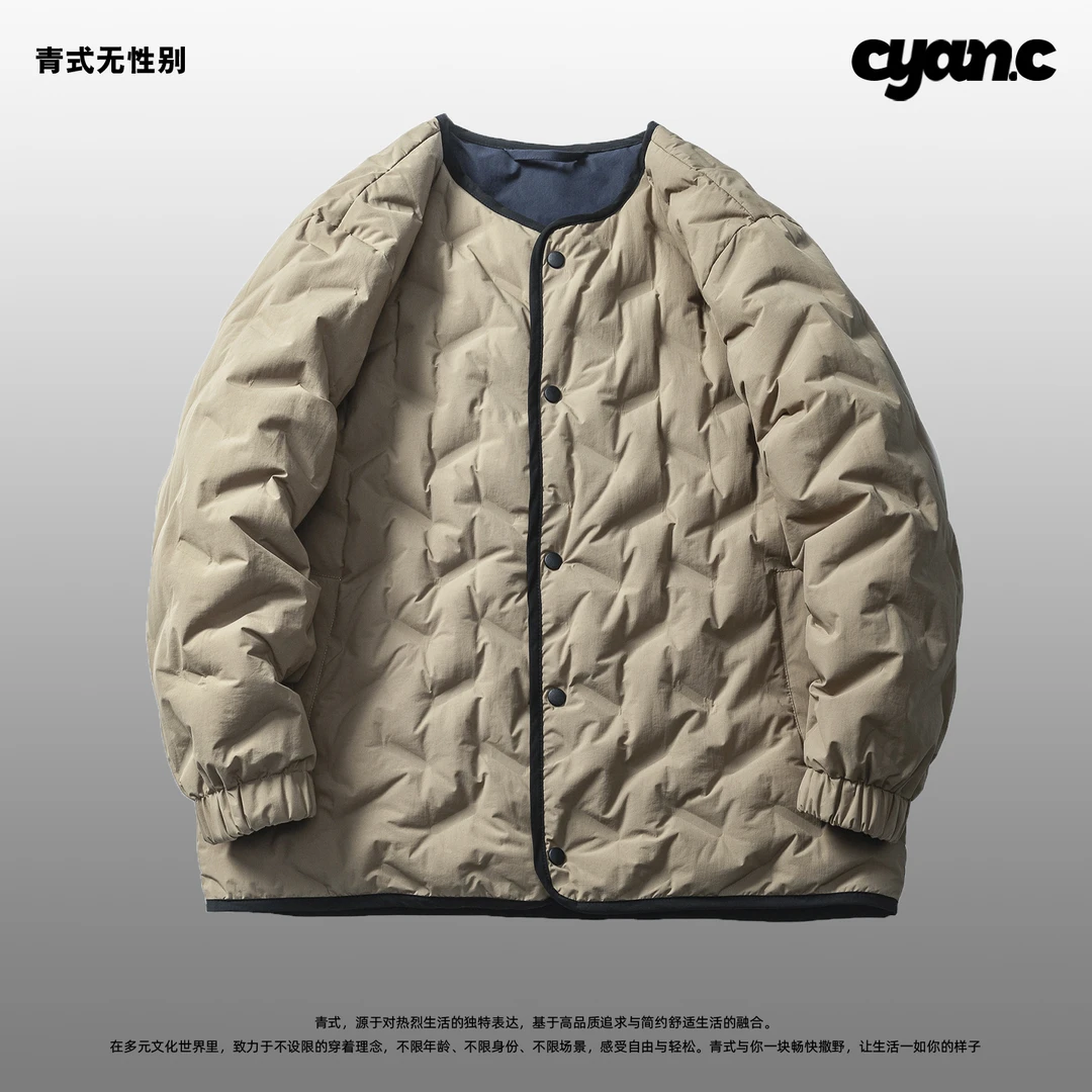 青式【双面穿特氟龙内胆羽绒服】宽松复古轻薄羽绒上衣男女同款秋冬