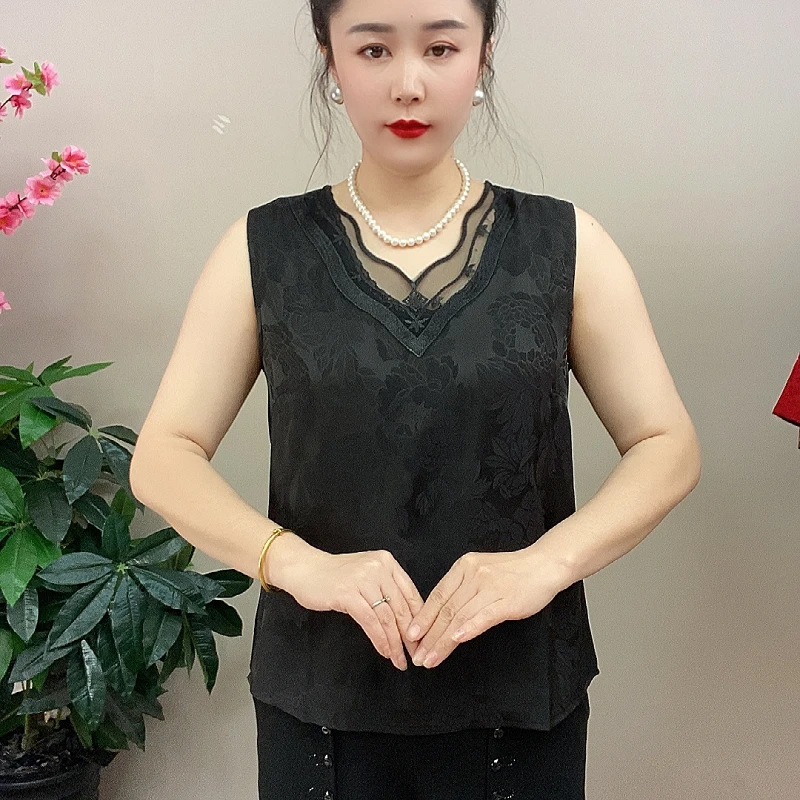 5809蕾丝吊带背心女春夏西装内搭设计感小众缎面无袖衫宽松上衣潮