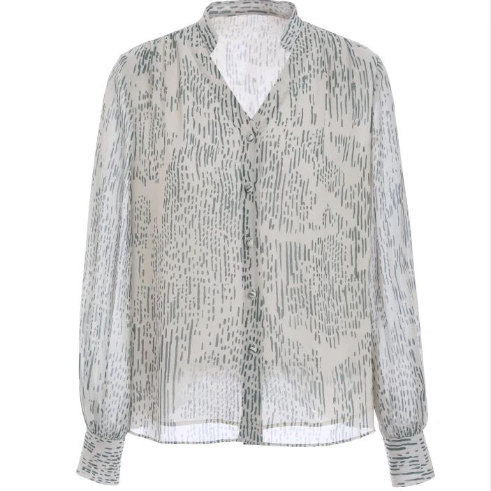 L·W/画而诗时尚优雅轻奢气质提花长袖复古l女士上衣衬衫LBC62602S