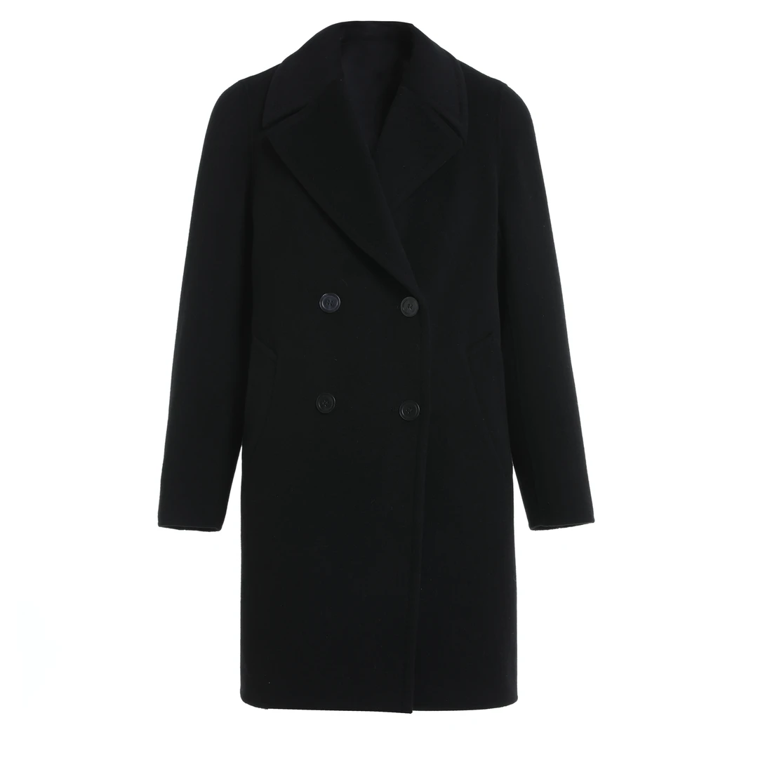 L·W/画而诗冬季新款时尚休闲百搭经典翻领女士双面呢大衣LBC90225