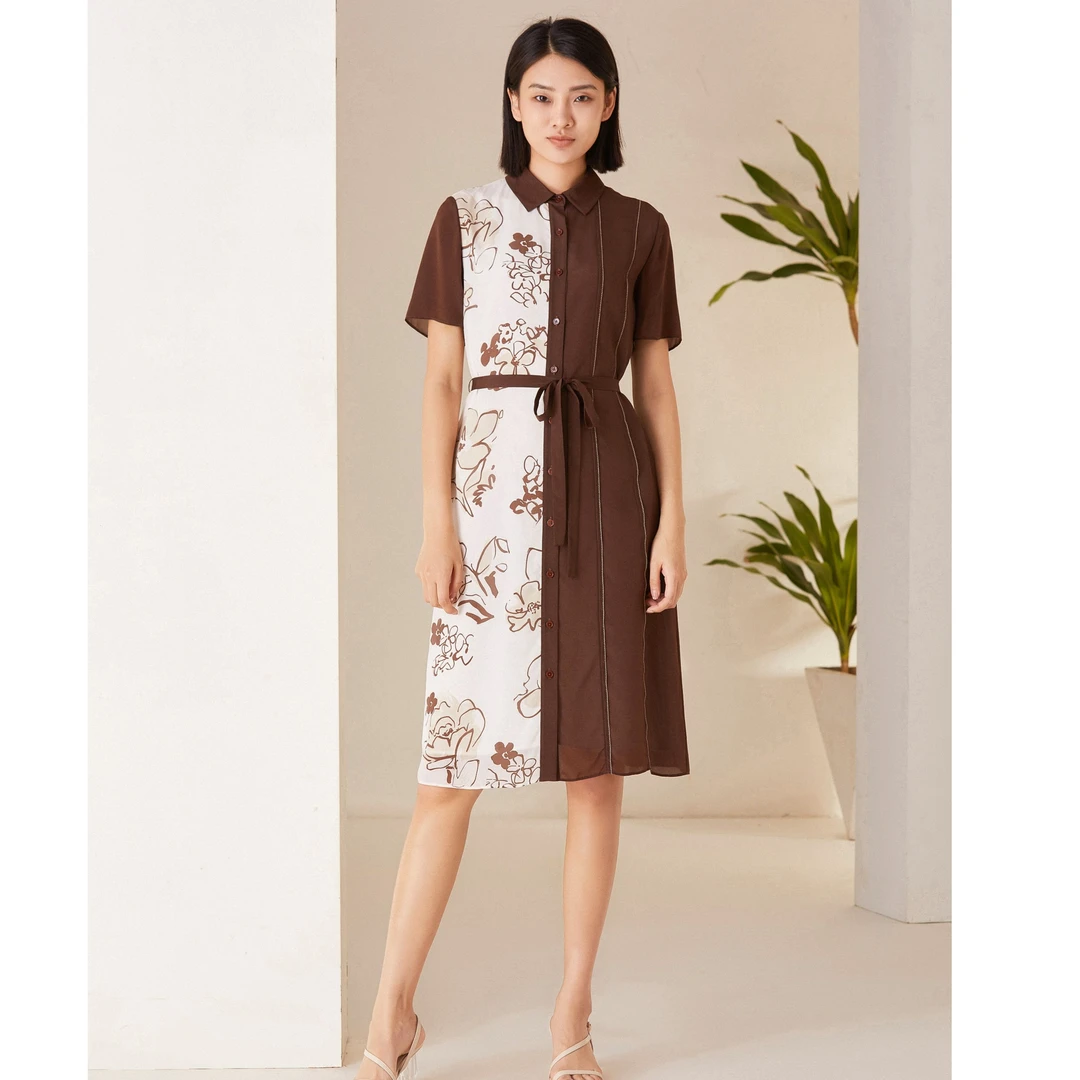 L·W/画而诗春夏新款气质显瘦优雅桑蚕丝真丝连衣裙LBB65052S