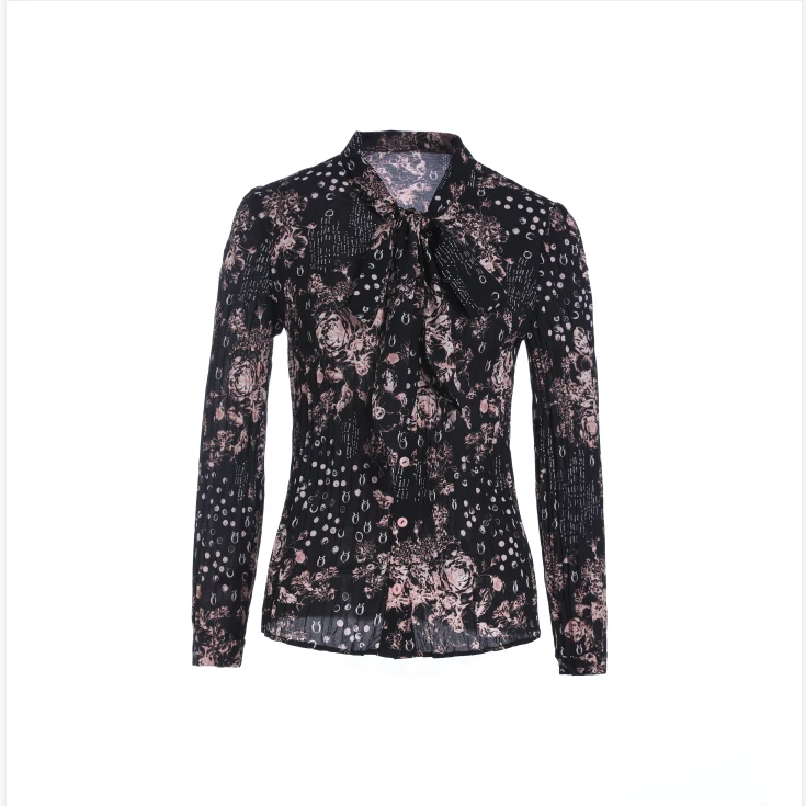 春季显瘦百搭打底气质长袖时尚印花女上衣