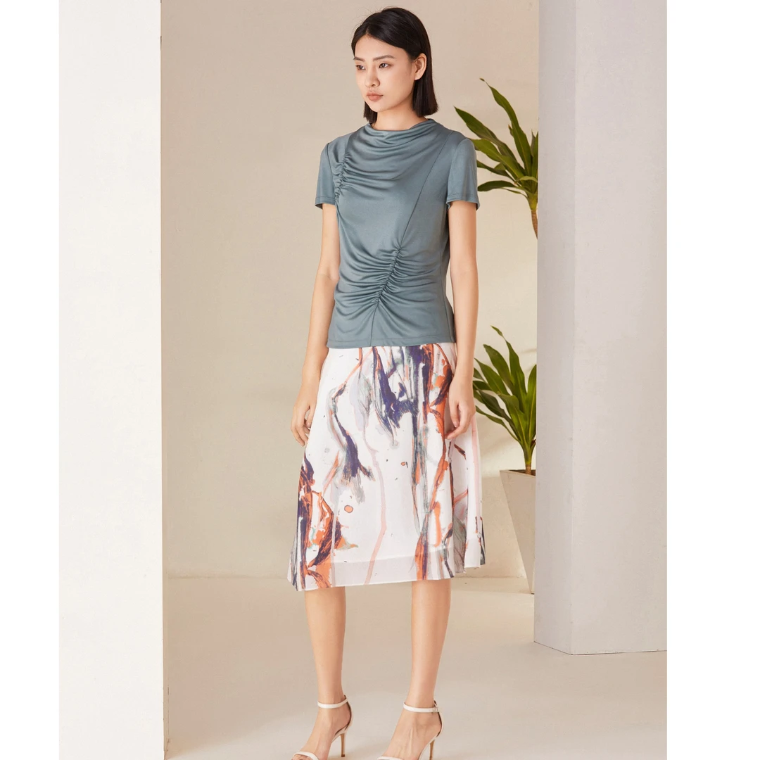 L·W/画而诗夏季显瘦气质时尚休闲百搭国风印花女半身裙LBB67026