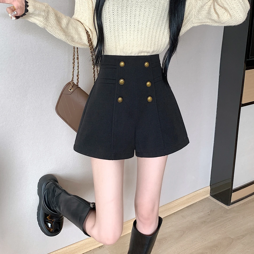 2025毛呢短裤女秋冬季小个子打底裤子冬季外穿靴裤