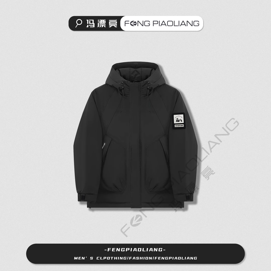 黑【烈日炎炎棉服外套】68155秋冬时尚简约潮流工装户外连帽情侣款