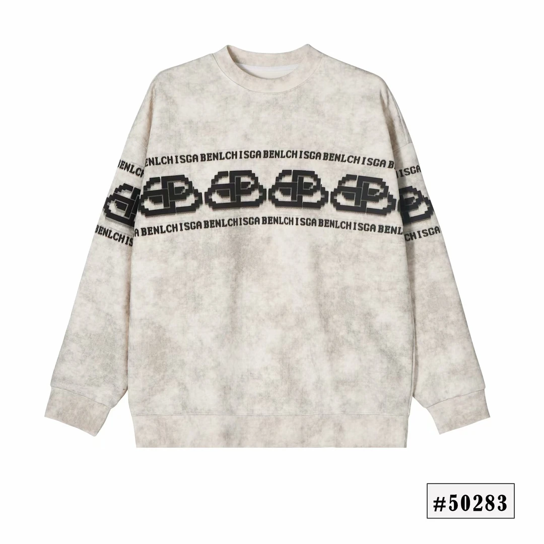 杏【BB巴拉烧焦发泡卫衣】2024宽松流行时尚晕染情侣款50283