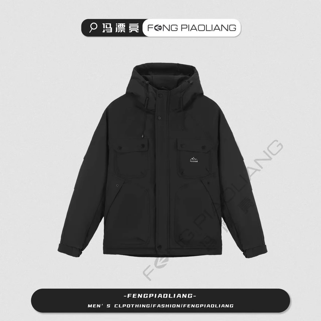 黑【工装山系二棉外套】8805秋冬户外连帽休闲时尚潮流情侣款棉服