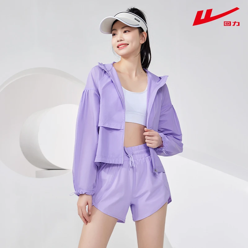 风感波粒外套短款时尚休闲夏季连帽女装防晒衣套装百搭运动54001