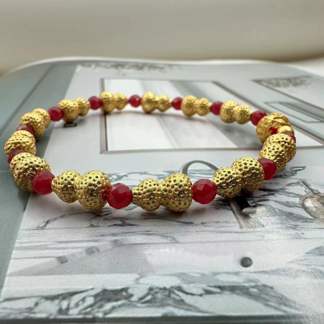 【惠惠专属+证书+盒】经典合金镶嵌葫芦人工培育红宝石手链JSA34505