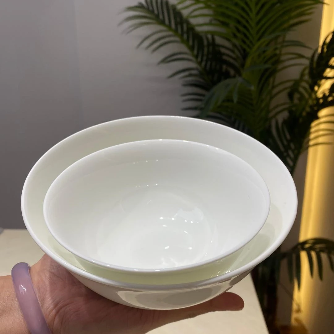 【高脚面碗】纯白高脚面骨瓷陶瓷面碗汤碗防烫手创意瓷碗吃饭碗