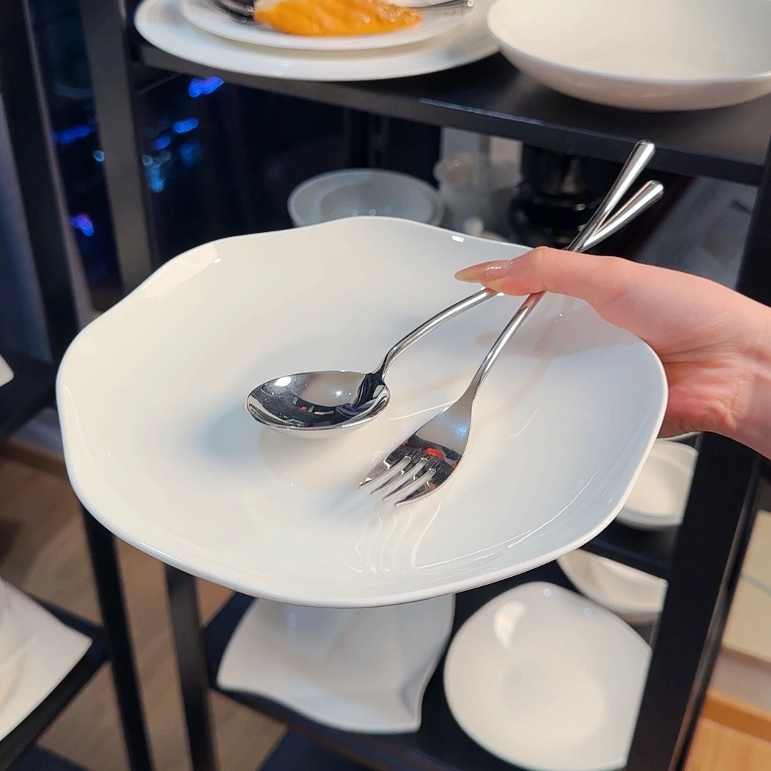 花瓣盘-荷口盘8英寸≈21cm不带叉勺