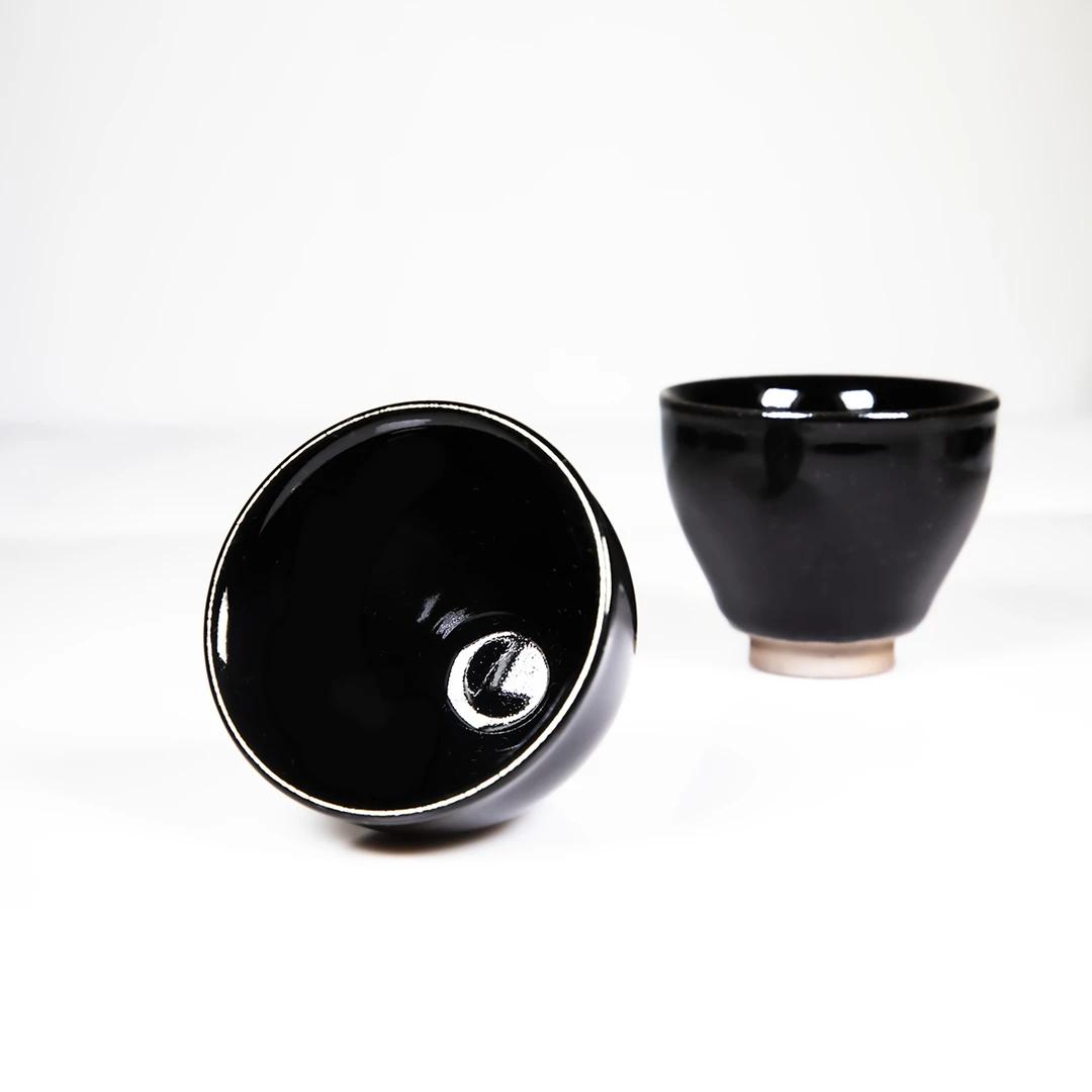 建阳乌金小客杯陶瓷泡茶壶喝茶功夫茶具小号复古创意小茶杯6只装