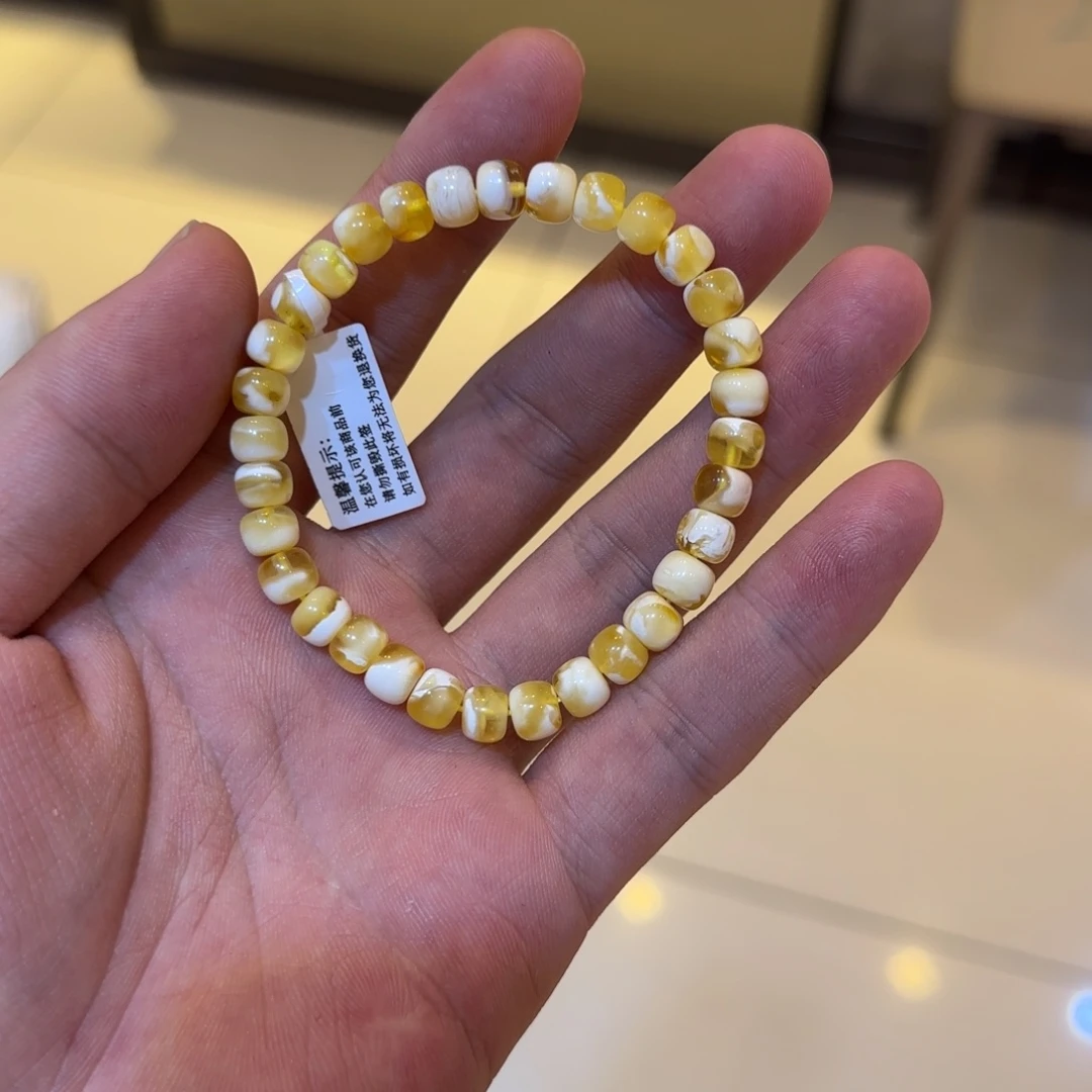 【闪购商品】琥珀手链未镶嵌瓷白