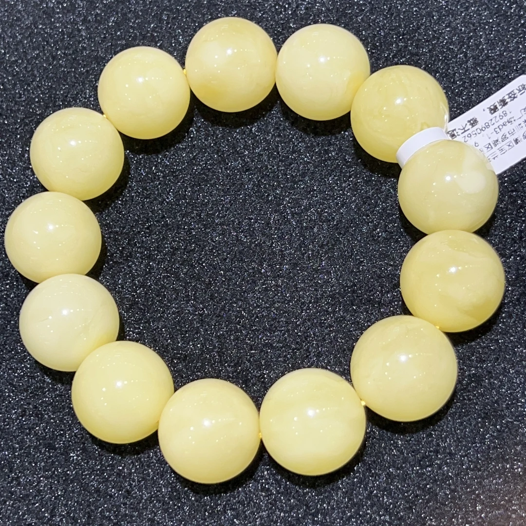【宝兰家】保证天然原矿无任何优化蜜蜡俄料满蜡全品51.36克19mm