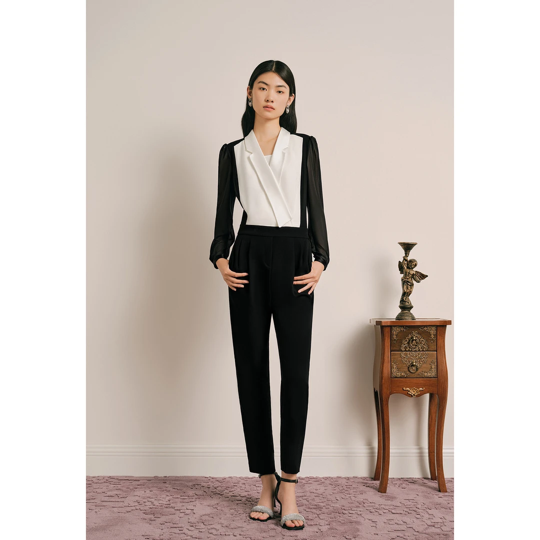 OBBLIGATO奥丽嘉朵2024薄纱拼接撞高腰线连体服1C64302020