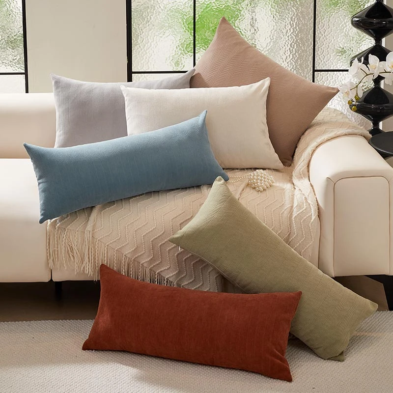 雪尼尔长方形腰枕头枕靠背垫客厅沙发靠枕长条抱枕枕套子夹腿睡觉