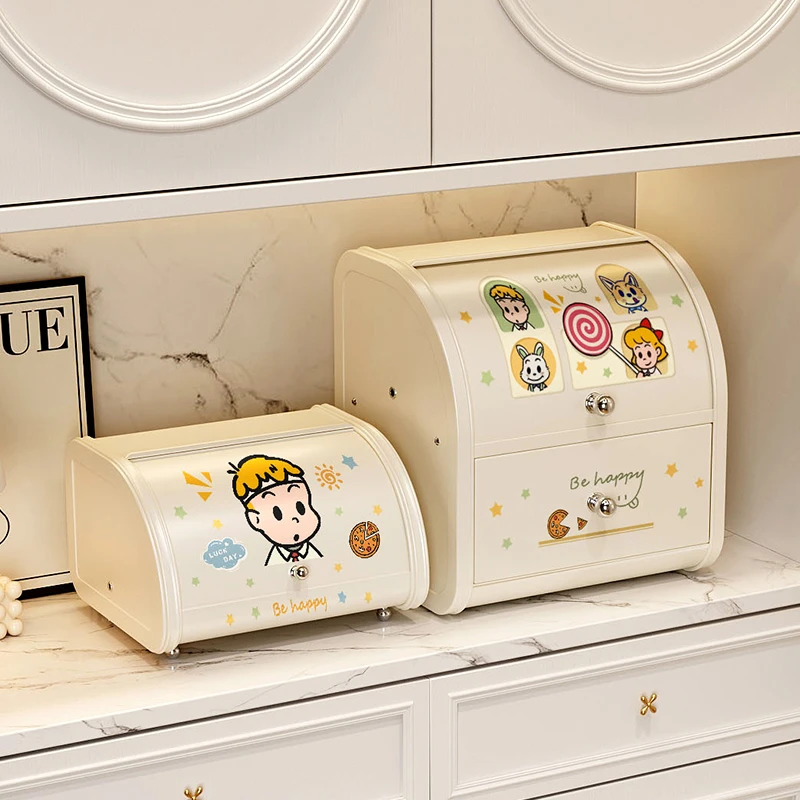 美世达玄关收纳箱抽屉式桌面整理盒面包箱多巴胺卡通储物收纳盒