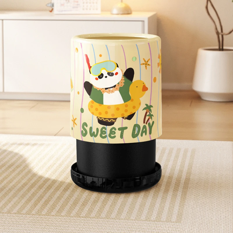 美世达可爱熊猫垃圾桶家用双层大容量带盖按压式纸篓客厅卧室