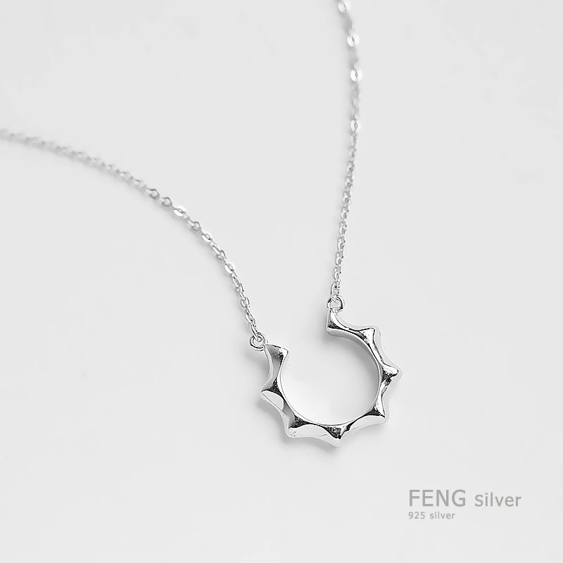 坠链均925银 主君的纯银太阳吊坠项链女短款简约百搭锁骨链刻字