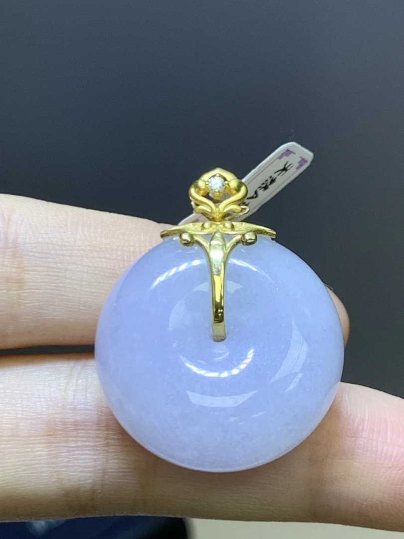 紫罗兰甜甜圈吊坠天然翡翠A货尺寸：44.1*56.6mm10.14HM