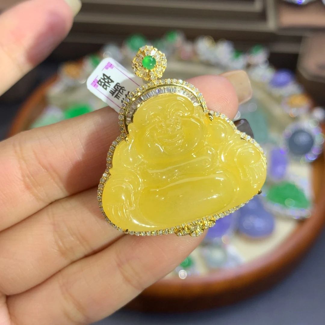 天然翡翠A货18K镶嵌金定金