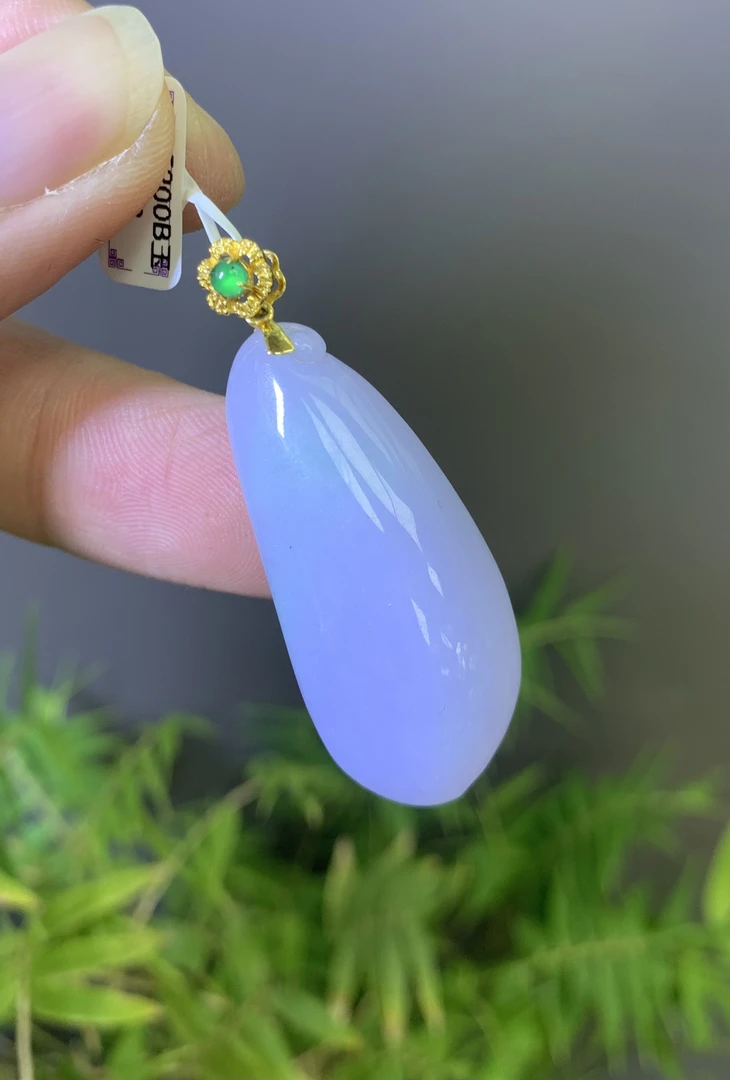 春彩紫福瓜吊坠 天然翡翠A货