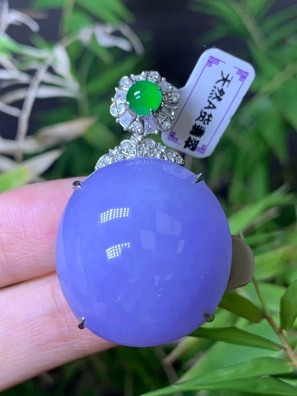 紫罗兰蛋面吊坠天然翡翠A货37.0*23.4*14.5mmYCF9.7