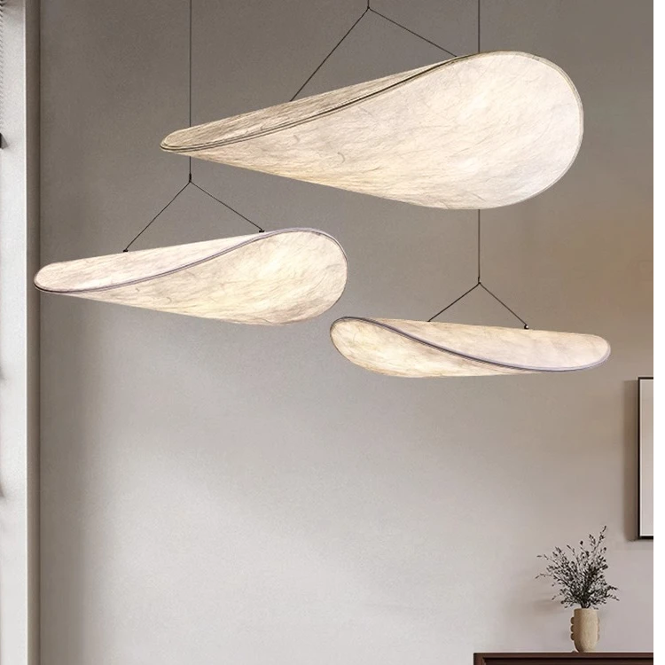 侘寂风蚕丝吊灯复古新中式设计师民宿餐厅吧台客厅灯禅意轻奢简约