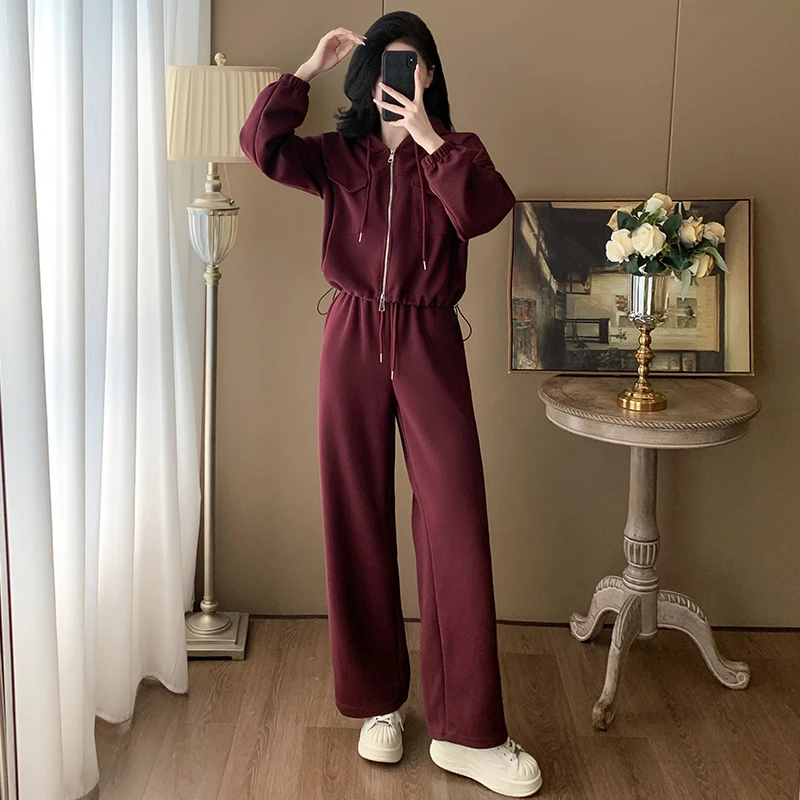 3769秋季新款连帽休闲运动两件套女装