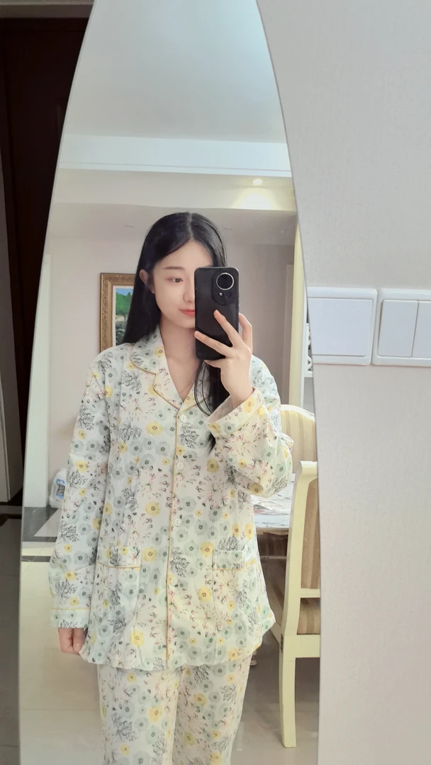 达尔丽2024新款长袖纯棉睡衣女春秋款家居服套装