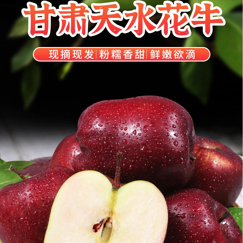 （1）正宗天水花牛苹果老少皆宜脆甜多汁粉面沙甜一果两吃新鲜采摘