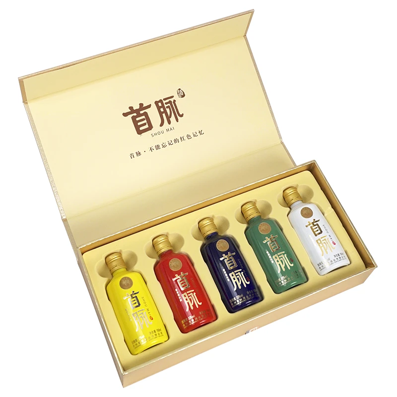 -/首脉五彩小酒100ML*5白酒经典酱香型小瓶礼盒装精美优级53度100