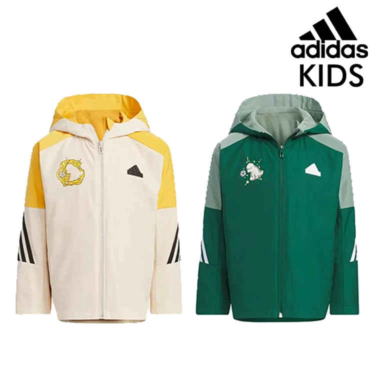 阿迪达斯童装秋冬新款男女小童运动休闲连帽夹克外套IQ1333IQ1332