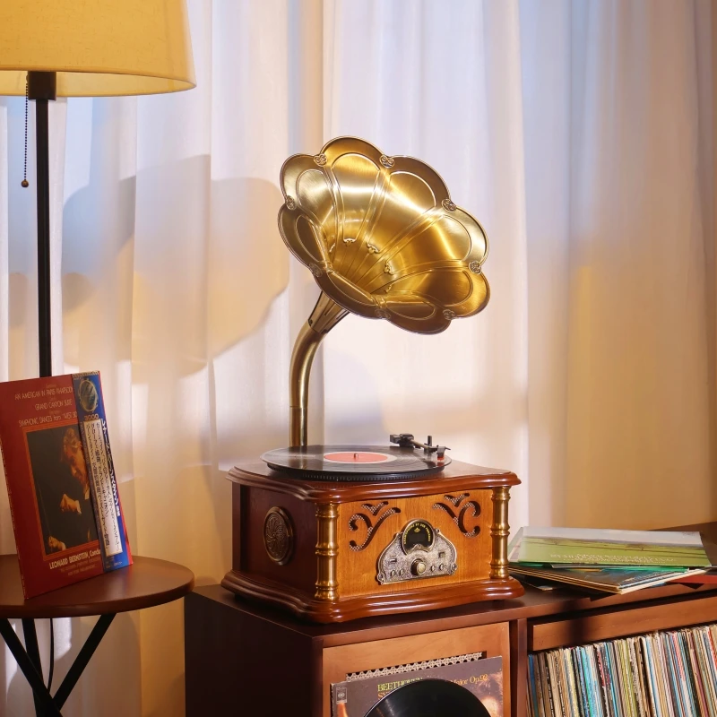 唐典E003欧式复古留声机轻奢家居摆件电唱机音响礼品黑胶唱片机