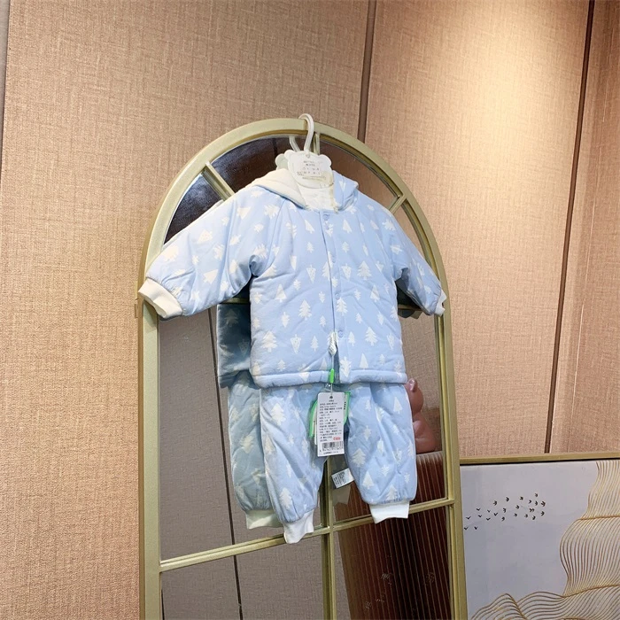 M1032   宝宝蓝色夹棉上衣裤子套装