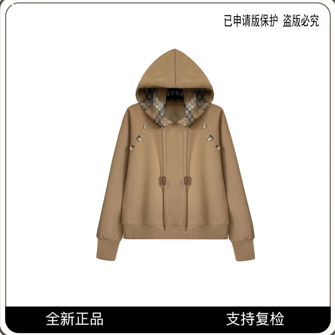 63995#高奢连帽拼接宽松休闲卫衣外套2024秋季显瘦长袖上衣潮