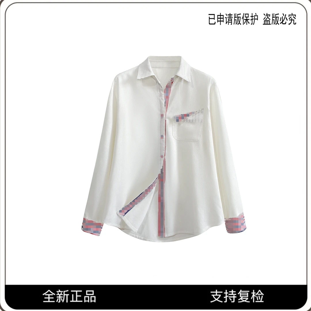 CSIN简约轻奢时尚拼接衬衫2025早春洋气衬衣显瘦休闲上衣潮#25011