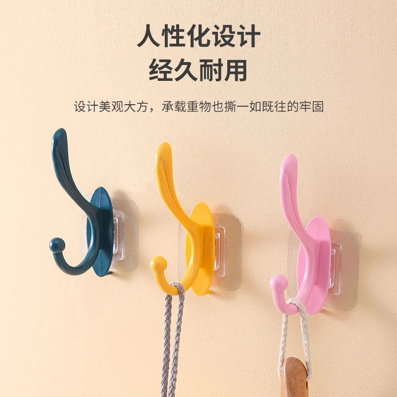 腾舟免打孔衣帽挂钩壁挂式加大门后粘钩浴室毛巾架强力衣帽架子