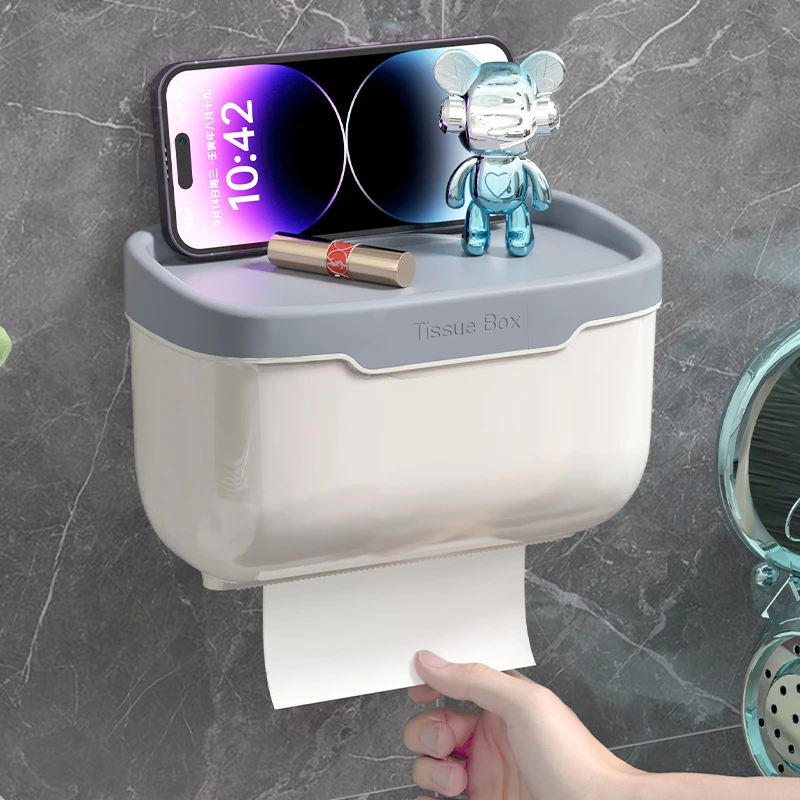 腾舟免打孔卫生间纸巾盒卷纸器浴室厕所卫生间纸巾盒抽纸盒纸巾架