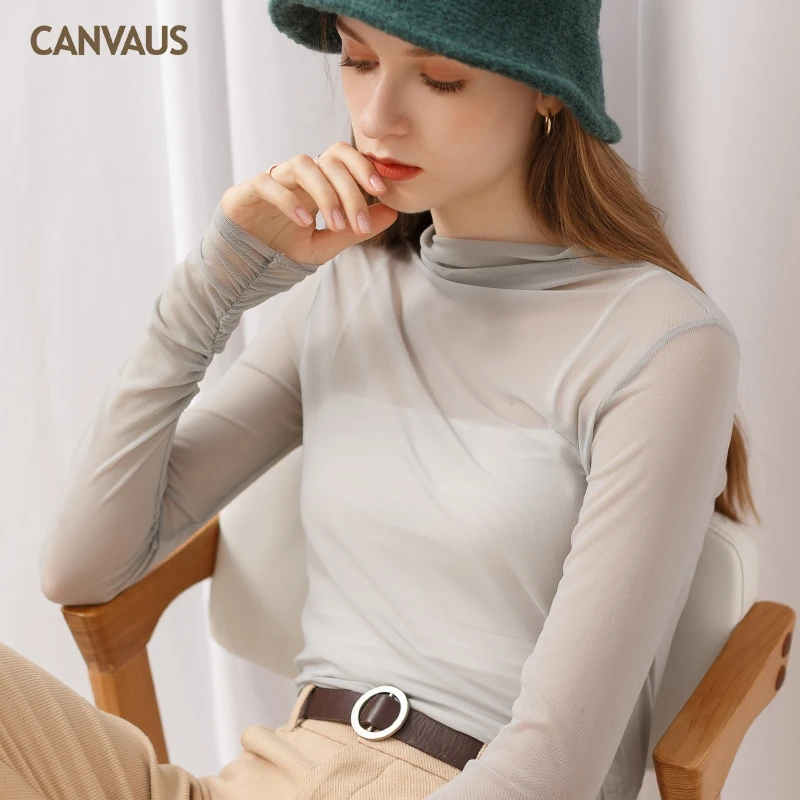 CANVAUS新款千金灰色黑色女装服装夏季打底衫T恤FS391A穿搭衣服