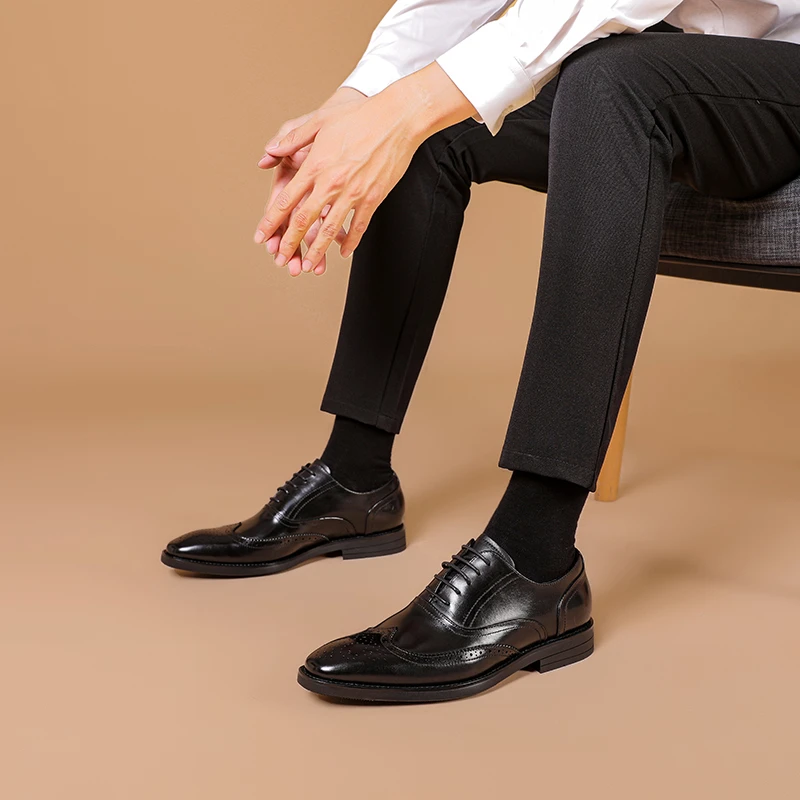 真皮布洛克雕花牛津鞋男士正装皮鞋英伦风商务皮鞋男款新郎结婚鞋