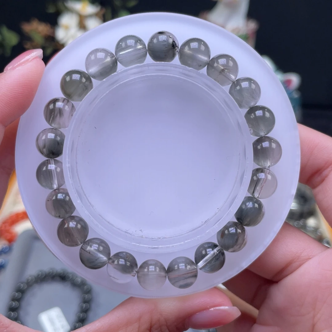 水晶手串未镶嵌灰兔毛