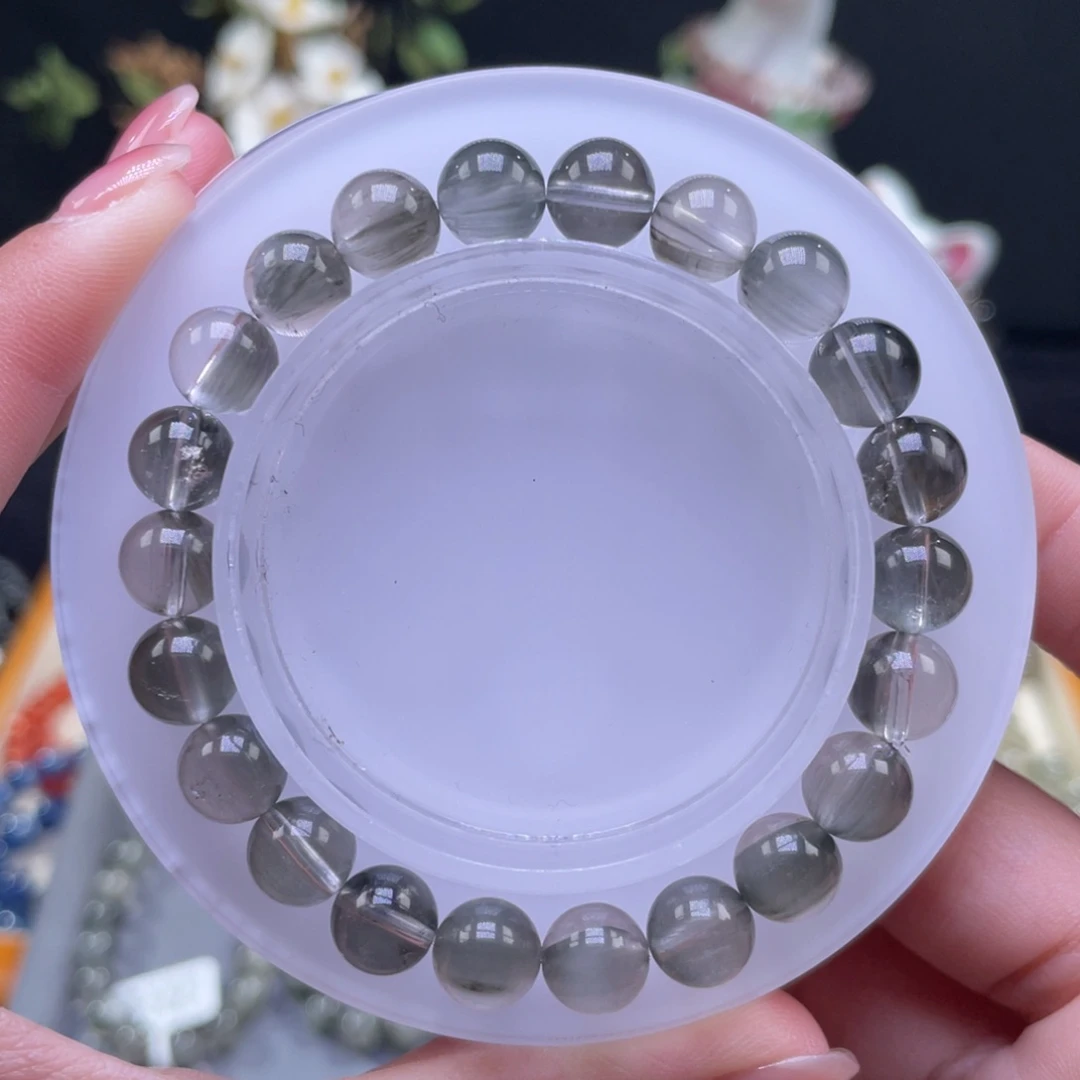 水晶手串未镶嵌灰兔毛