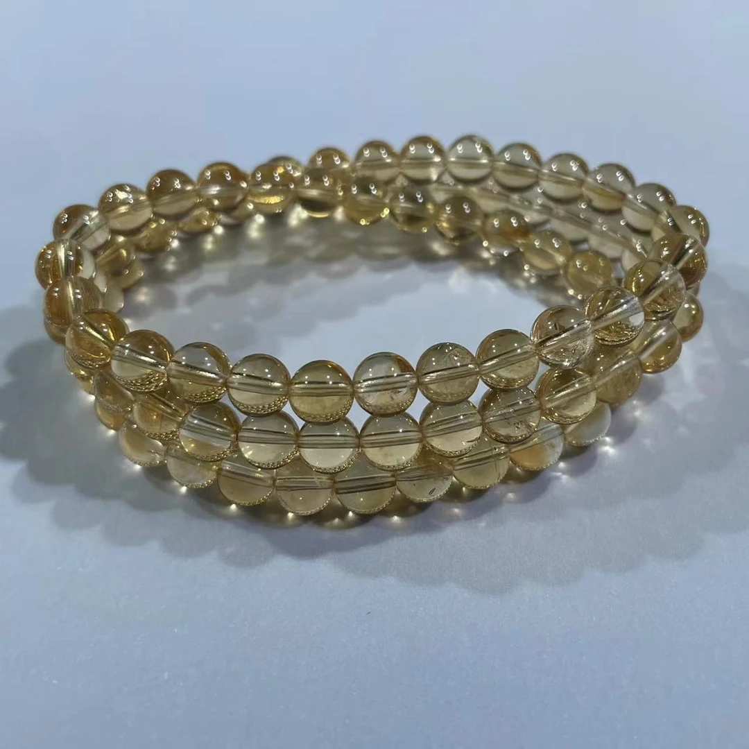 天然高品黄水晶三圈6mm+手链手串送礼女友（发一件 多样性发货）