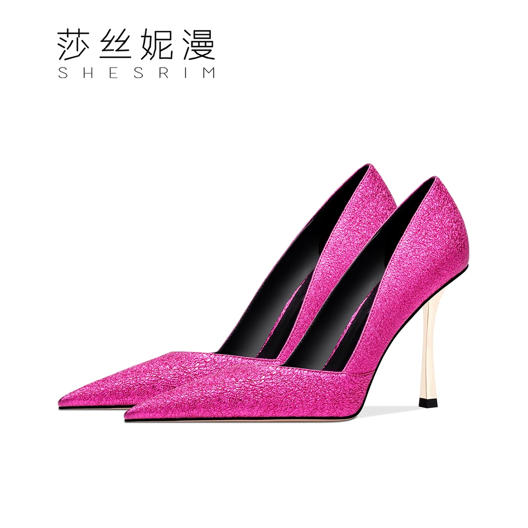 【巴黎都市】细跟尖头浅口单鞋女百搭气质高跟鞋真皮法式时尚女鞋