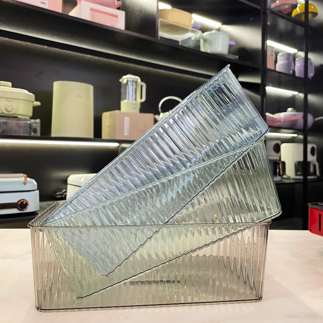 【拍一发四】家用透明桌面杂物化妆品钥匙长方形储物收纳盒颜色随机