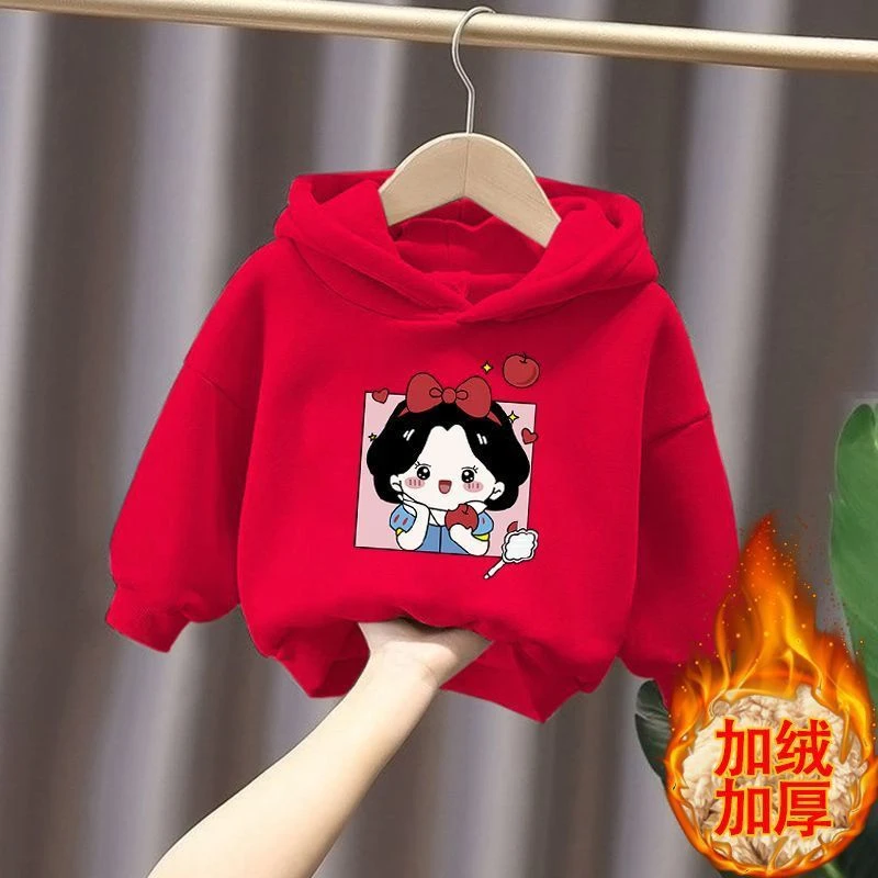【巴拉甄选】女童加绒卫衣秋冬季新款儿童加厚带帽上衣洋气女
