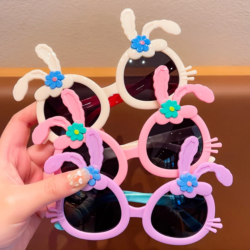 可爱卡通儿童太阳镜女孩女童墨镜不伤眼睛防紫外线宝宝小兔子眼镜