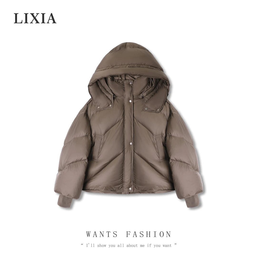 LIXIA.【暖甜茶】宽松90白鸭绒可拆卸连帽羽绒服-3030